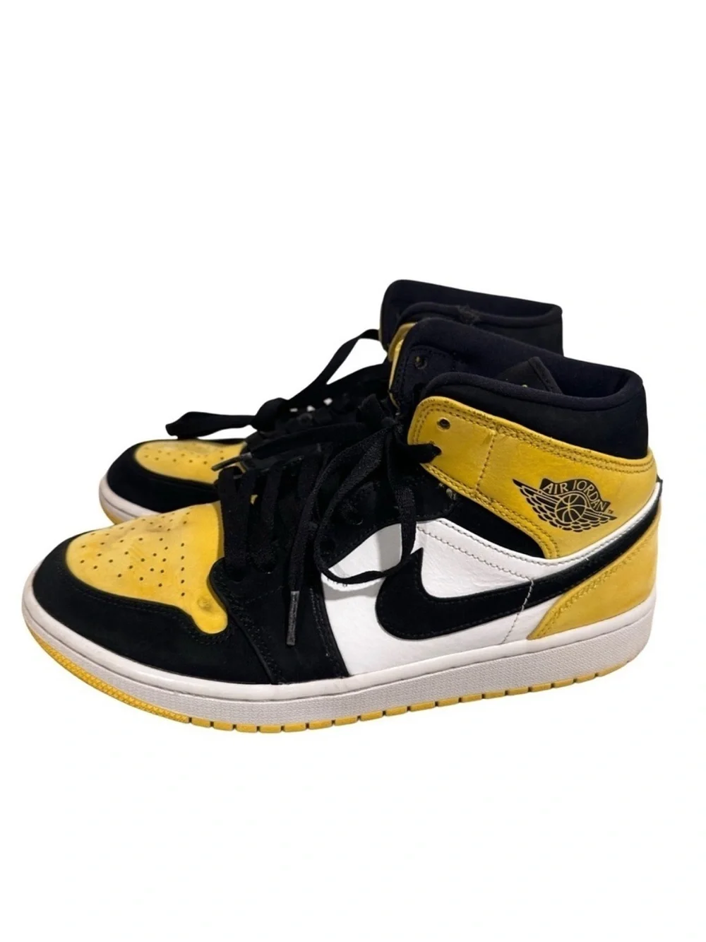 Air Jordan 1 Mid SE Yellow Toe Black Sneakers Retro Special Edition- Size US 8.5